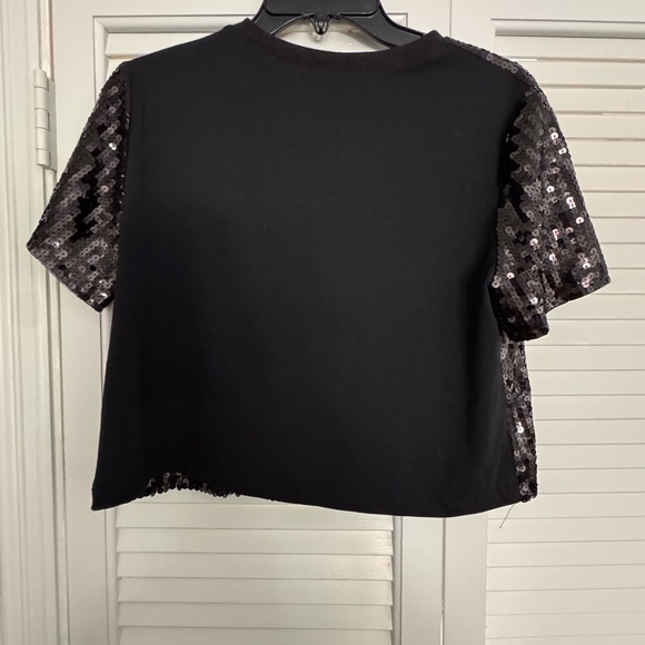 Black Sequin sz MED New Orleans “Saints” Crop Top - Picture 2 of 5